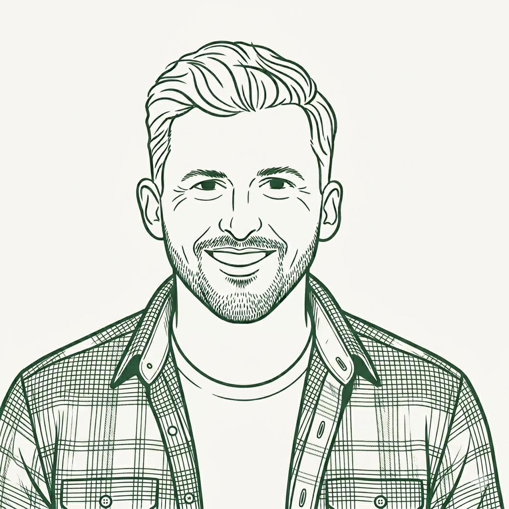 Line-art portrait illustration of Yoav Lurie